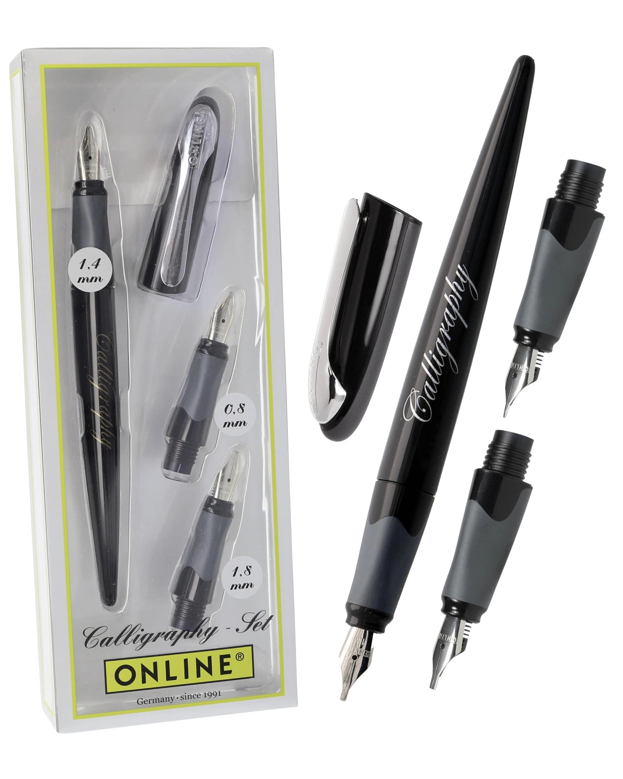ONLINE Air Calligraphy Set Black with 0.8 mm 1.4 mm and 1.8 mm nibs