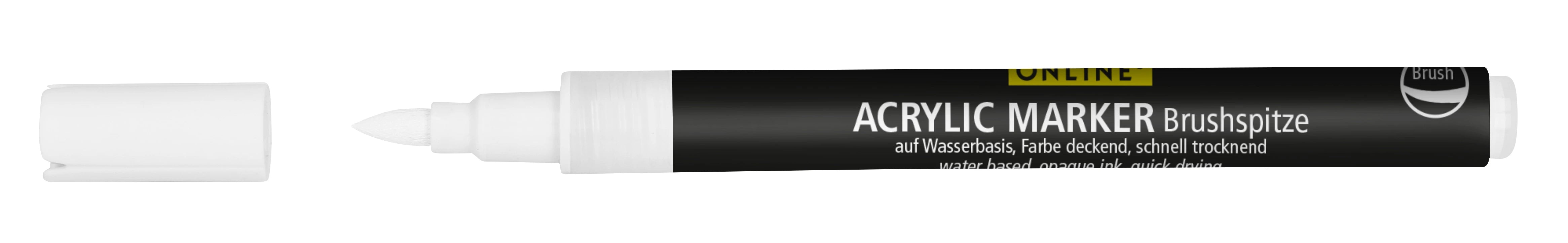 White acrylic brush tip lettering marker pen