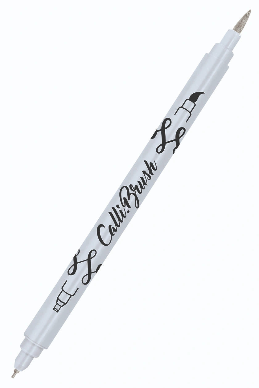 Premium 2-in-1 Silver Calligraphy & Brush Marker
