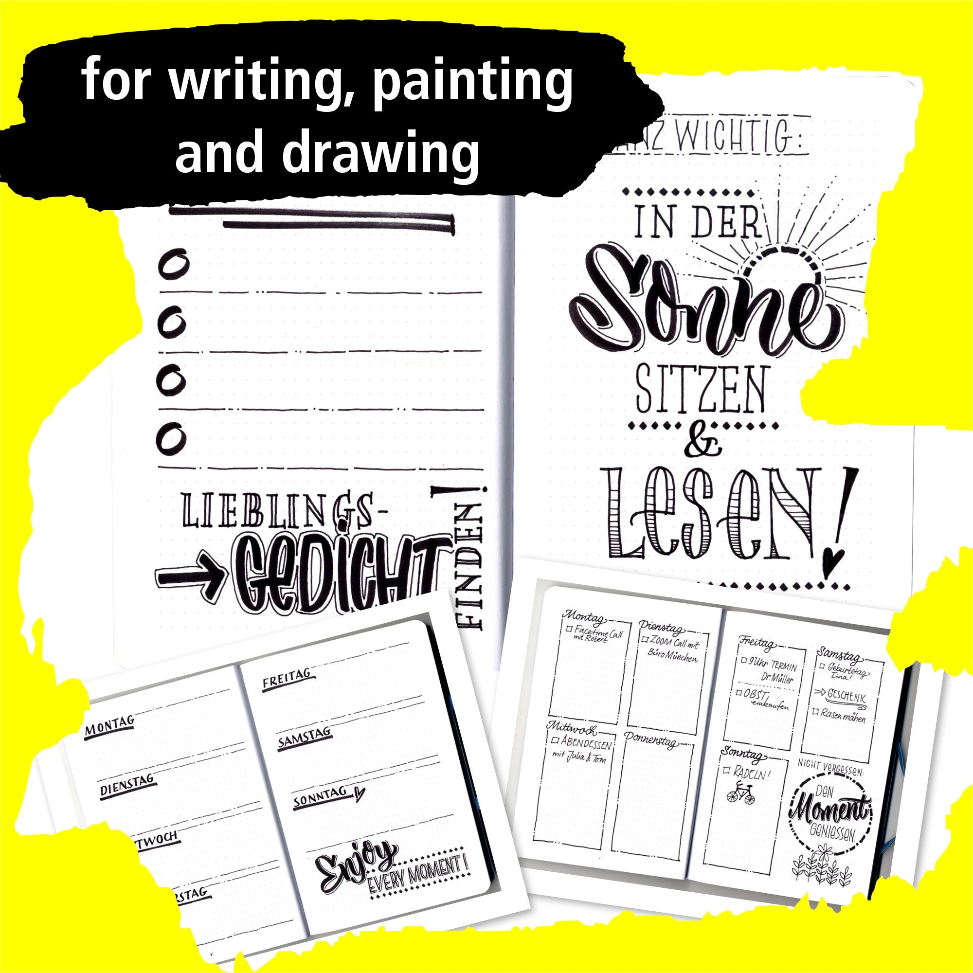 Black lettering pens for writing drawing journaling