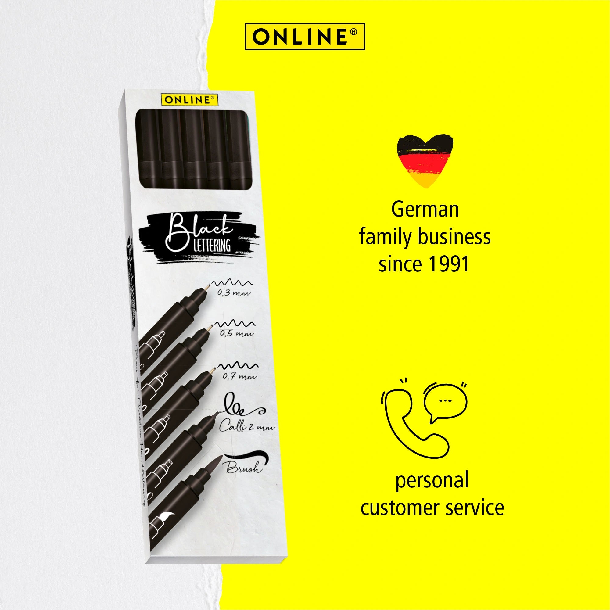 ONLINE Black Lettering pens made in Austria