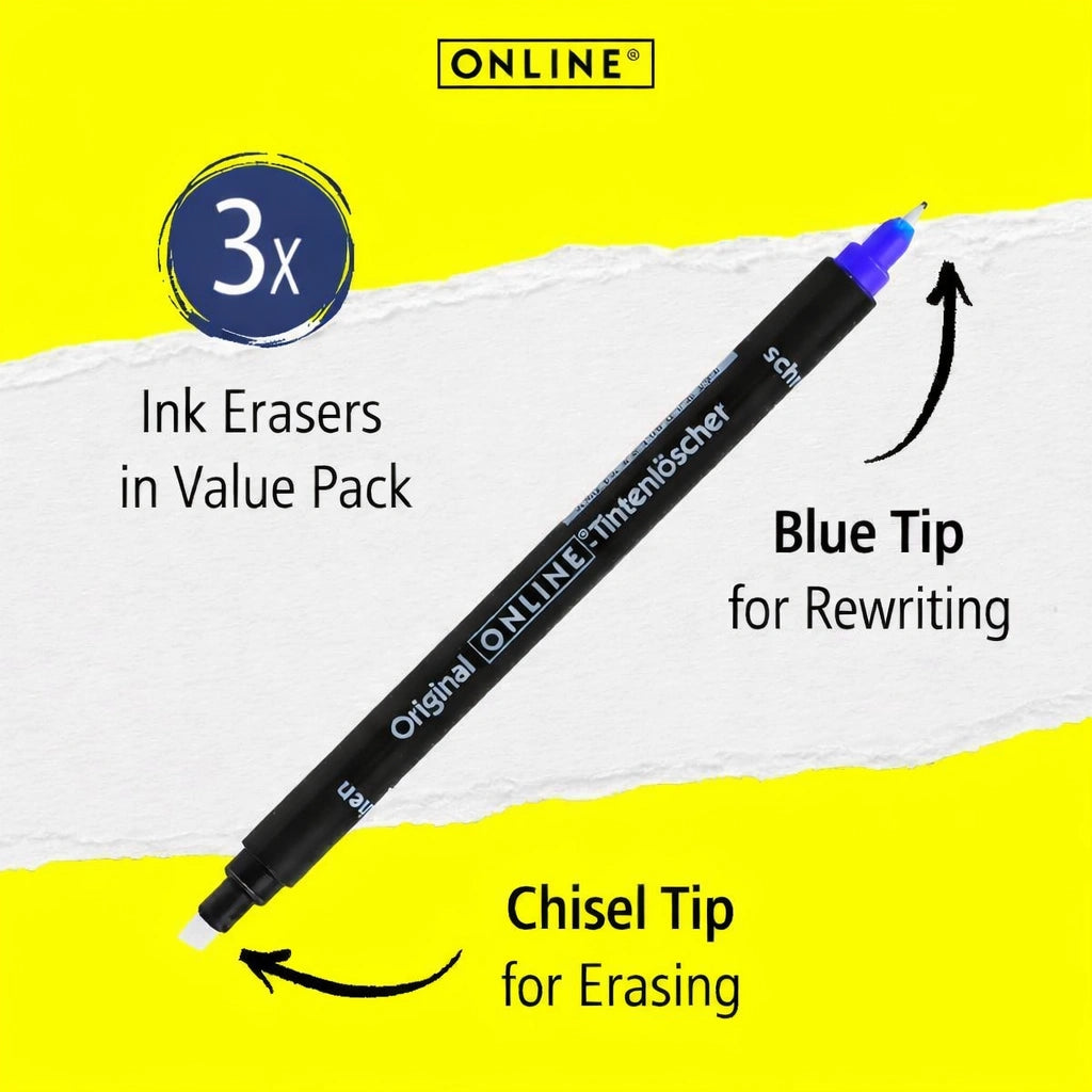 ONLINE ink eraser pack with safety ventilated cap