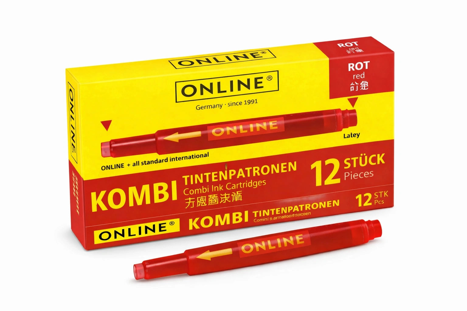 ONLINE Kombi Ink Cartridges Red 12 Pieces Box