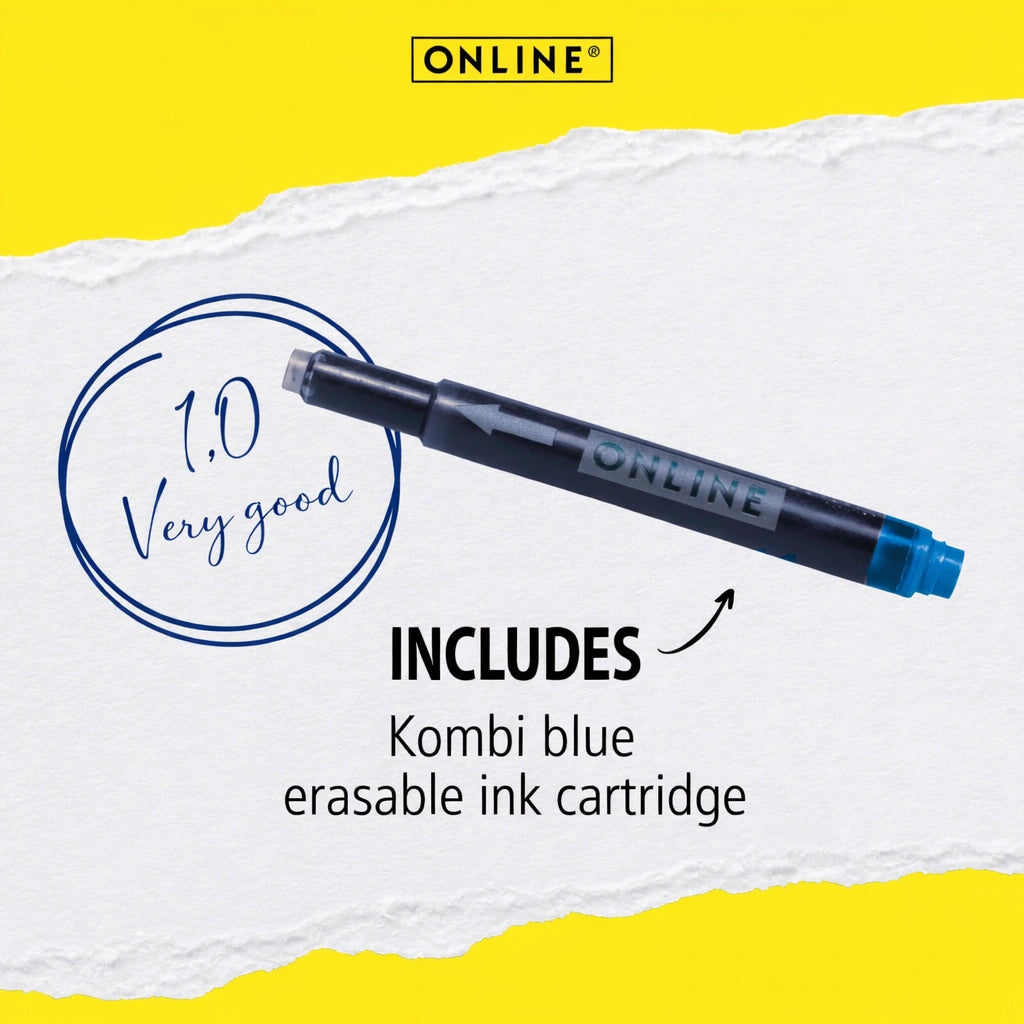Online Switch Nero Fountain Pen A-Nib – 3 Pieces Pack | Iridium Tip | Soft Grip