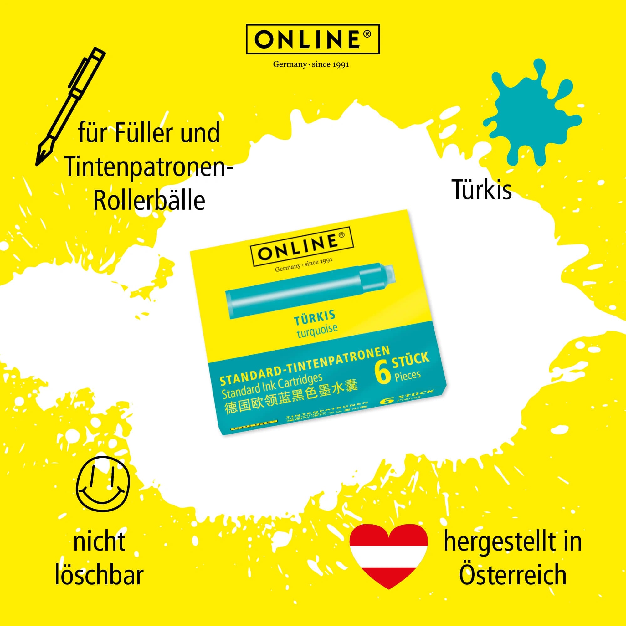 ONLINE Turquoise Standard Ink Cartridges 6 Pieces