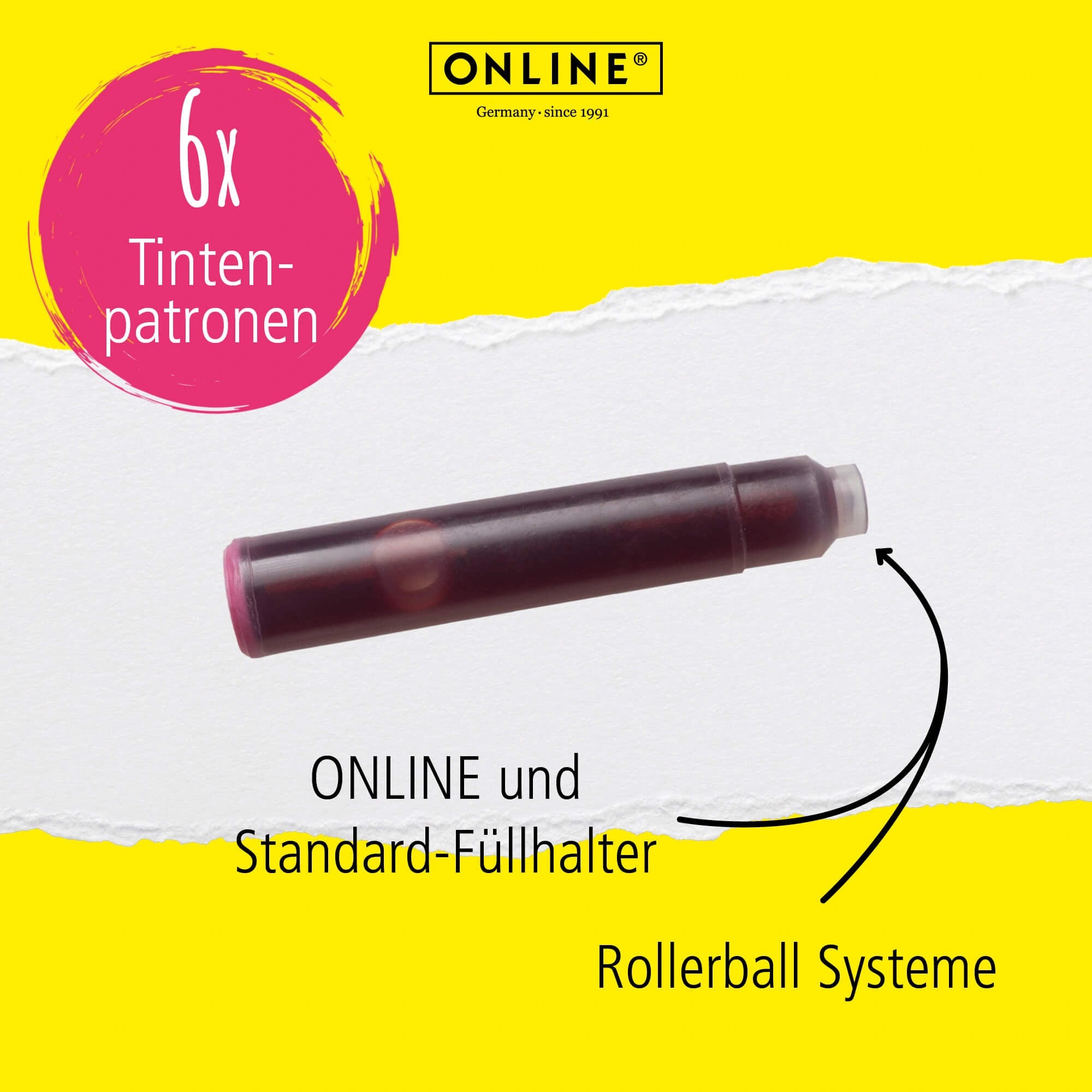 Online Standard Ink Cartridges – Violet, Pink & Turquoise (6 Pieces Each)