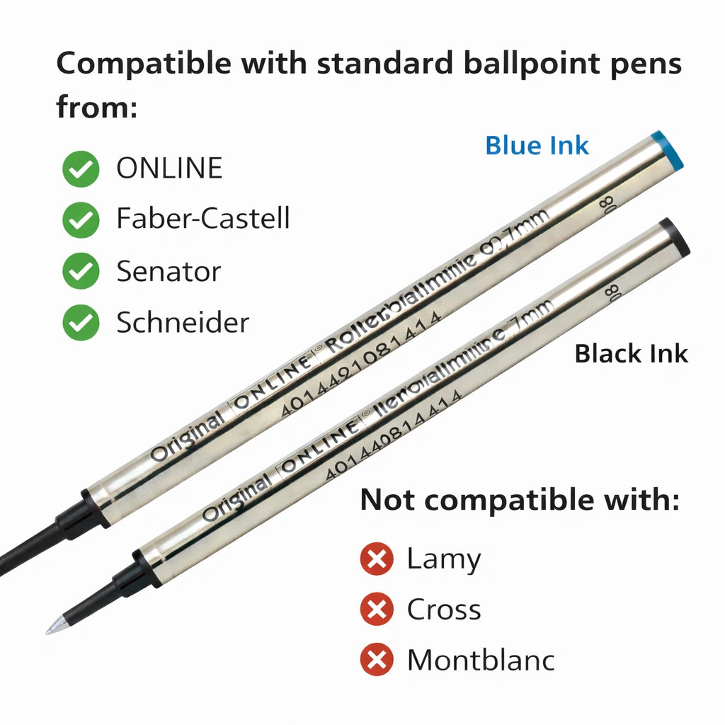 Features of ONLINE 0.7mm rollerball refill durable ceramic ball metal casing documentary proof