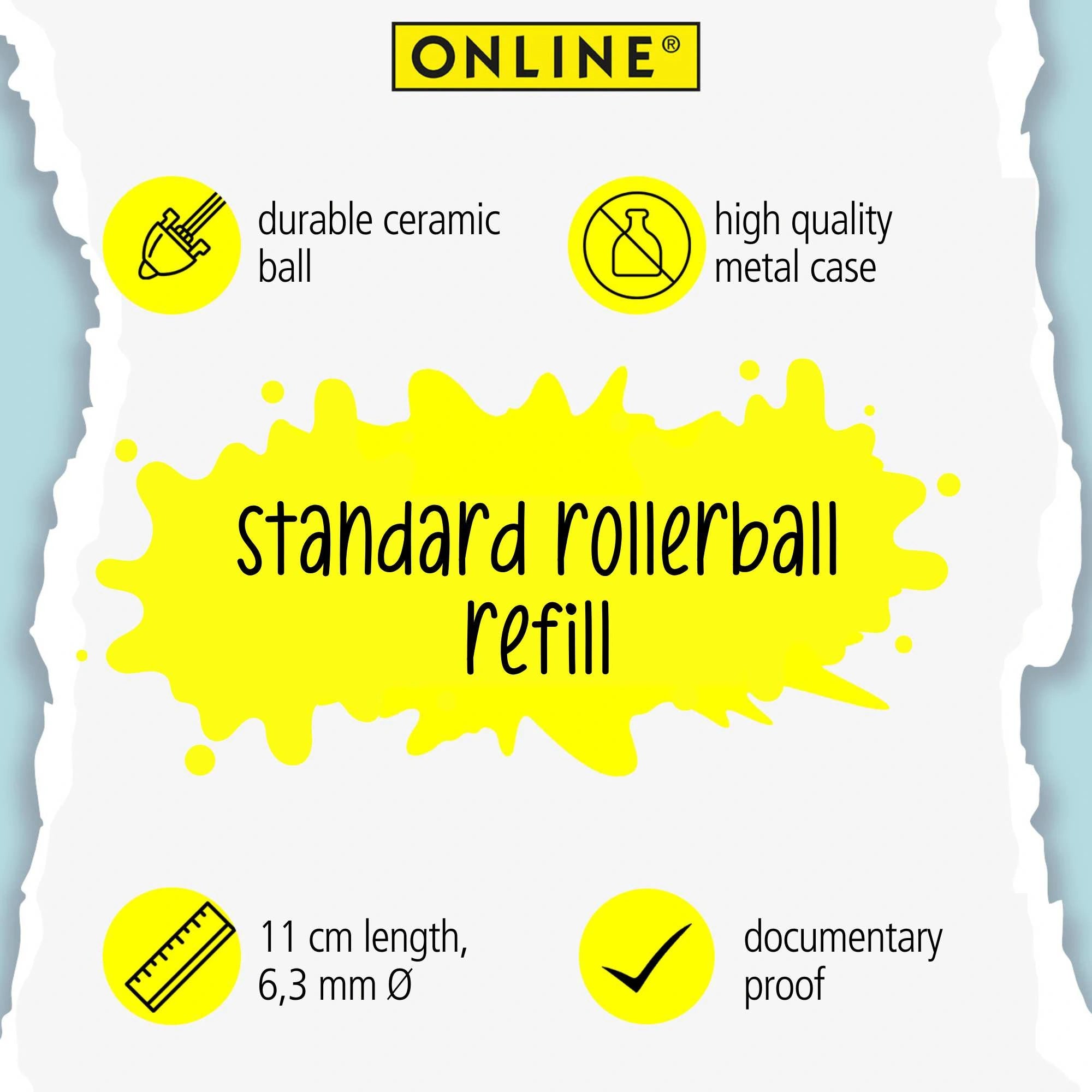 Online Standard Rollerball Refill 0.7mm – Blue / Black (Medium Tip)