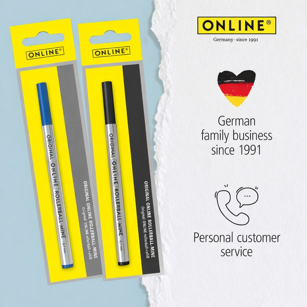Online Standard Rollerball Refill 0.7mm – Blue / Black (Medium Tip)