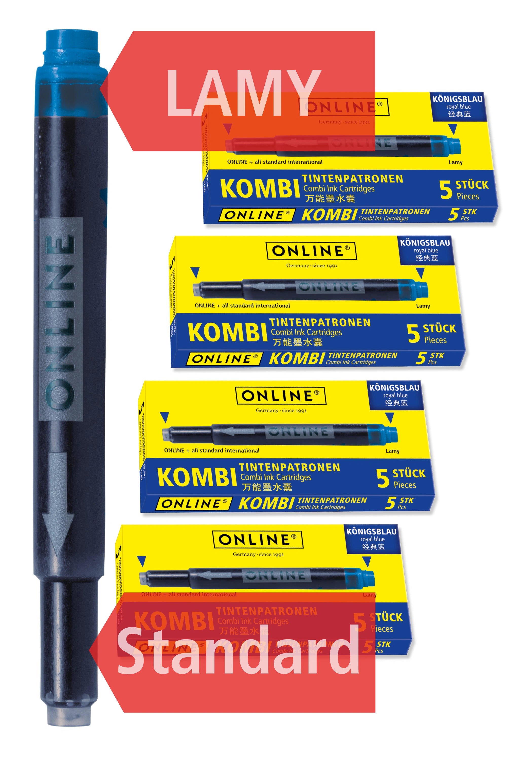 ONLINE Maxi Pack Combi Ink Cartridges Royal Blue 20 pieces
