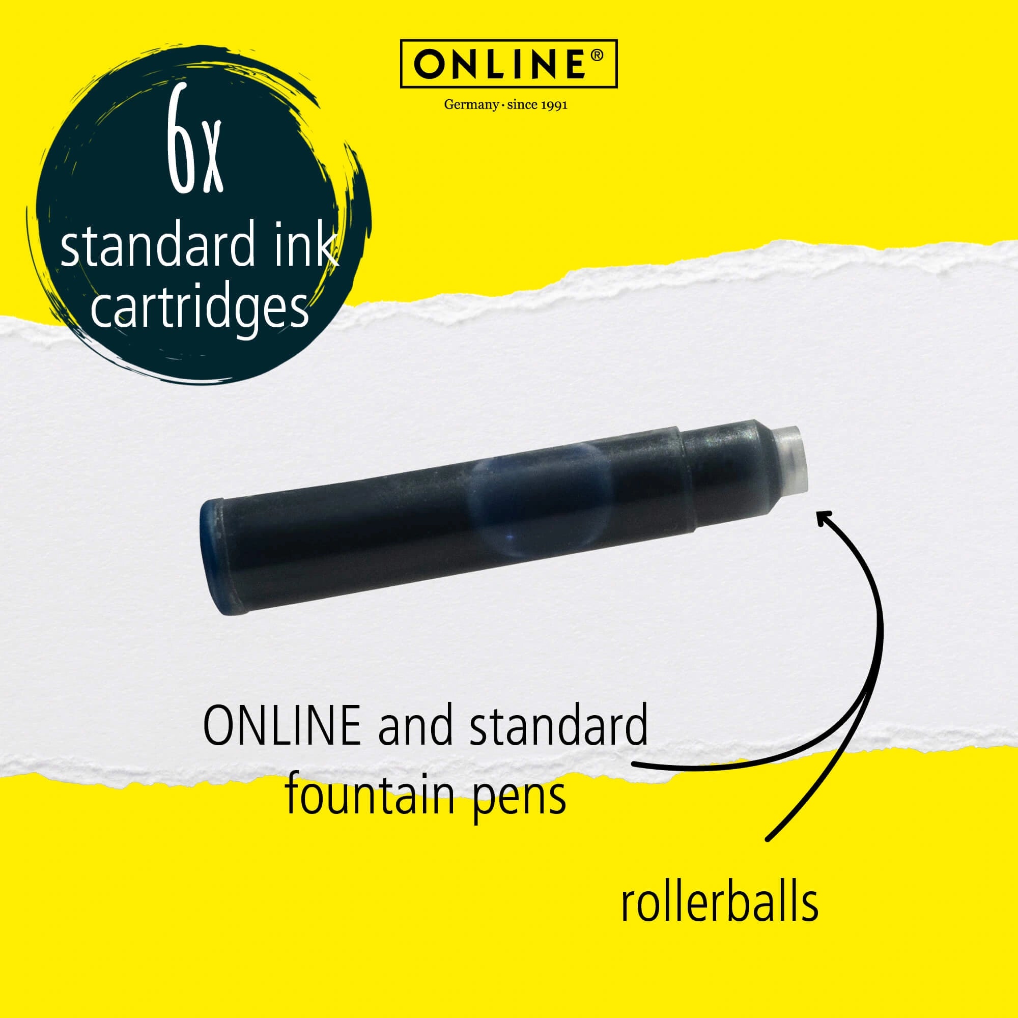 ONLINE Night Blue Ink Cartridges 6 Pieces Box – Midnight Blue – Standard Fountain Pen Ink