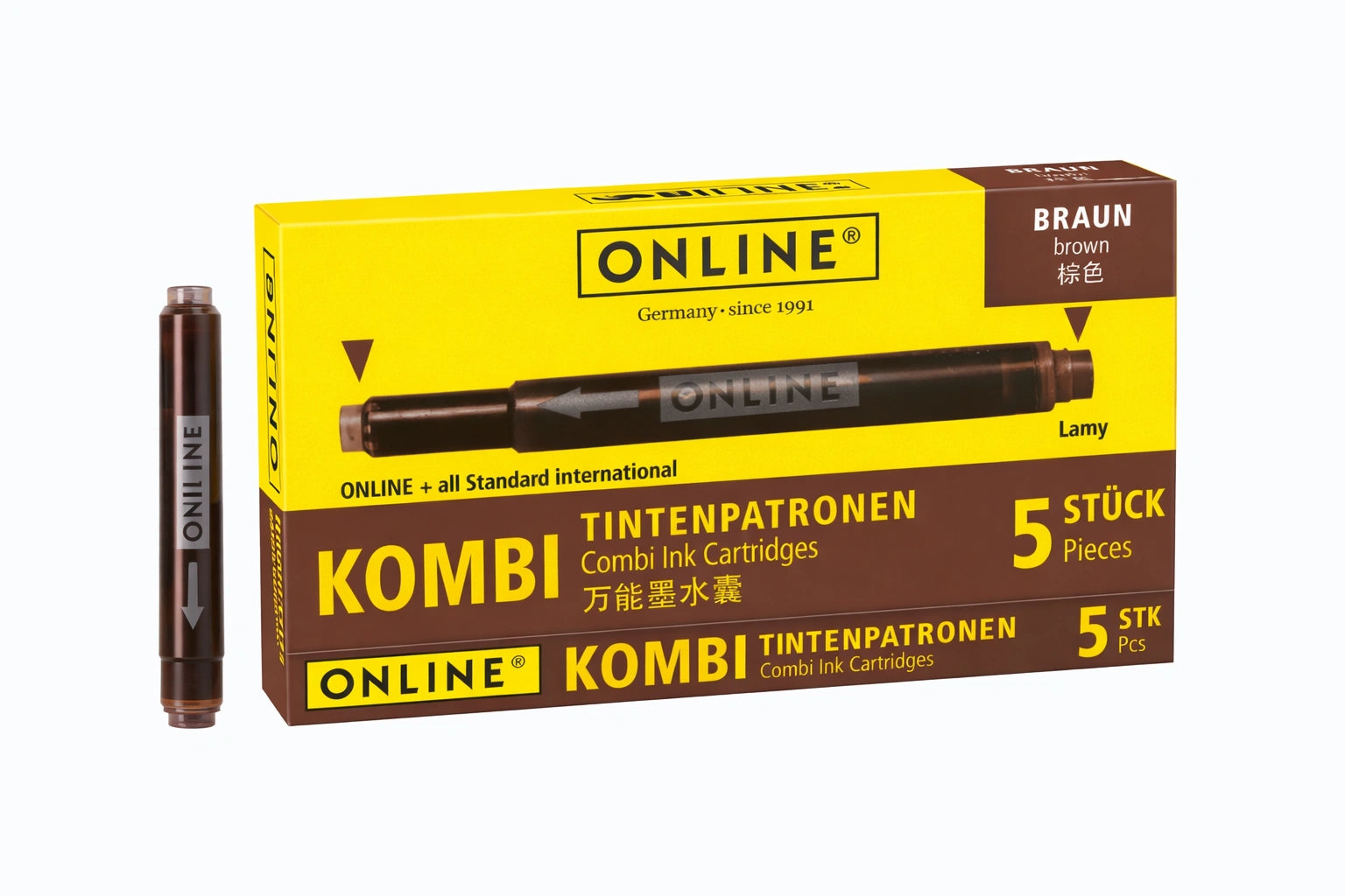 ONLINE Kombi Combi Ink Cartridges Cambridge Brown 5 Pieces Box