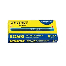 ONLINE Combi ink cartridge  blue dual side compatible with Lamy and standard fountain pens