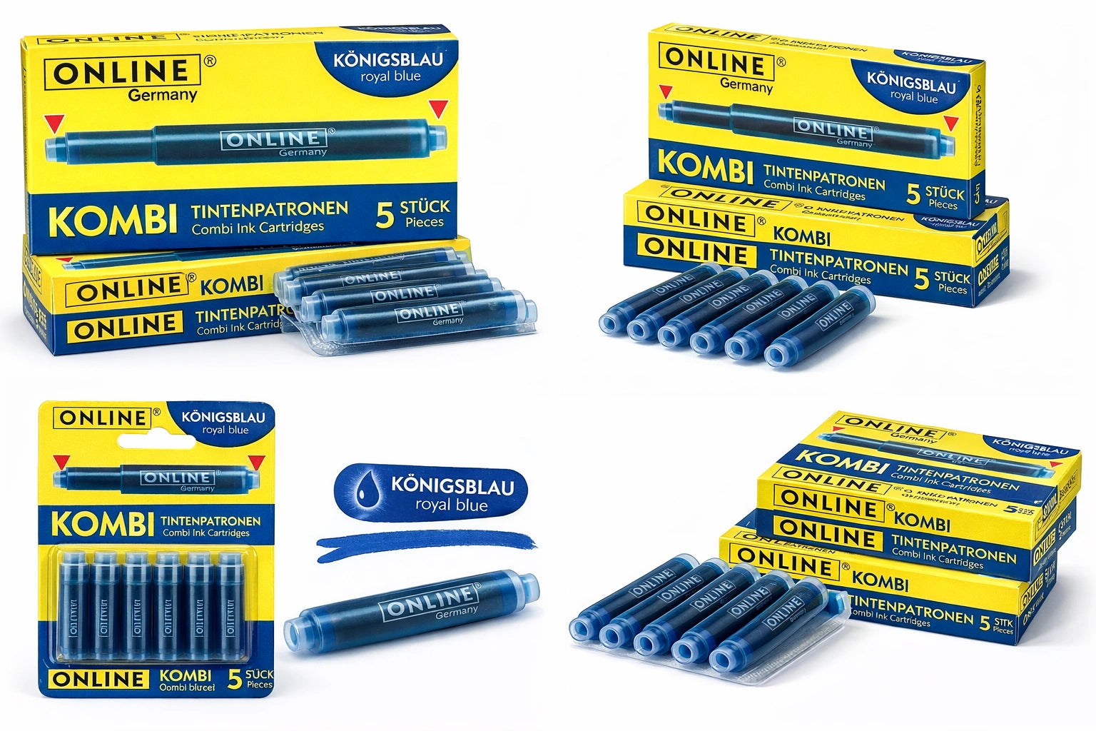 ONLINE MagiXX Erasable Roller Cartridge Blue Ink 5 Pieces Pack