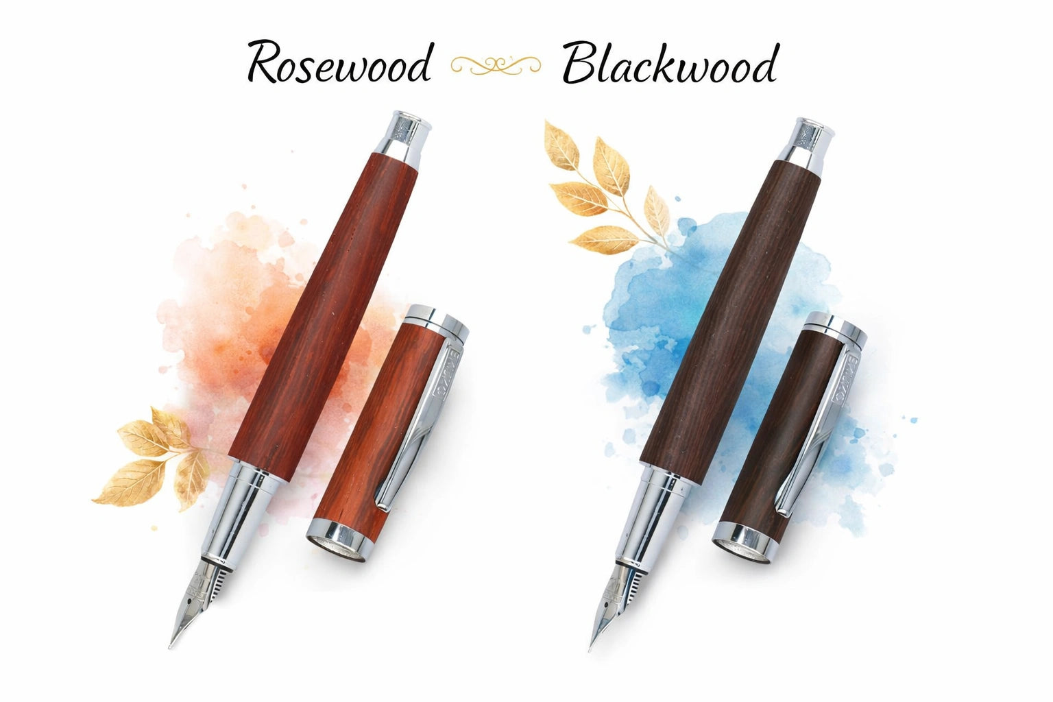 Online Nature Style Wooden Fountain Pen – Rosewood & Blackwood