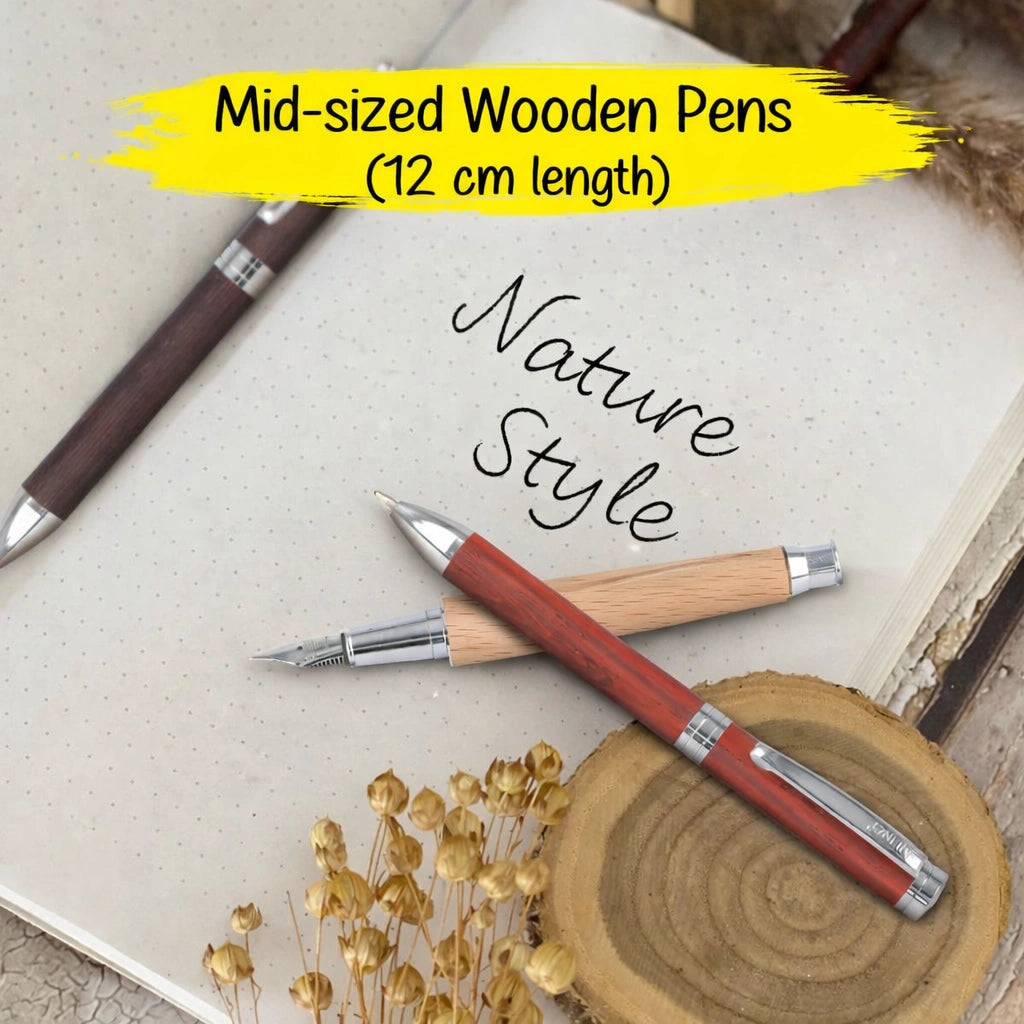 Online Fountain Pen Nature Style – Handcrafted Wooden Fountain Pen with Iridium Nib, Medium Size