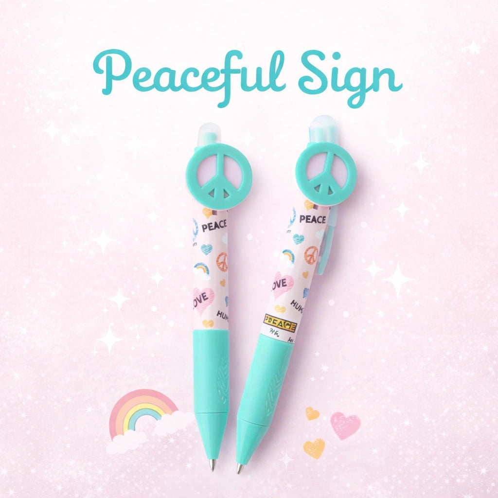 Cute peace sign gel pen with 3D topper