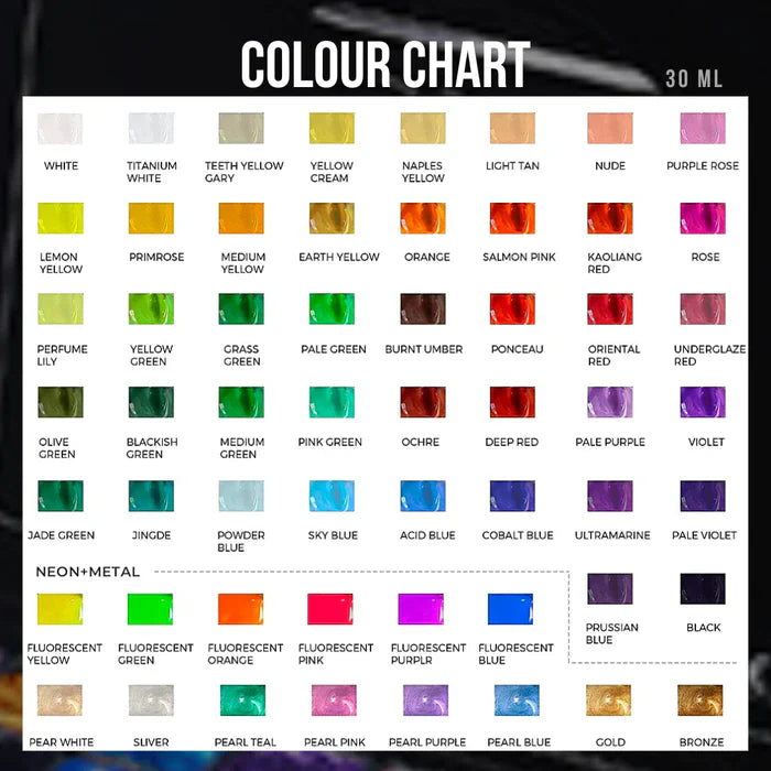 HIMI Gouache 56 Paint Chart