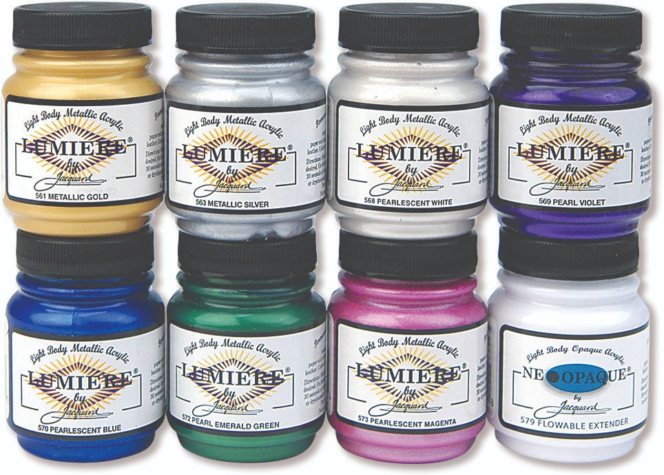 Jacquard Lumiere 8-Color Set – Metallic & Pearlescent Fabric Paint