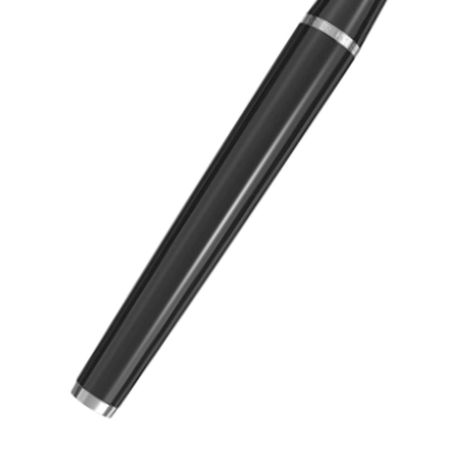 Scrikss Metropolis 78 Black Fountain Ink Pen With Medium Size Nib,Stainless Steel Cap, Chrome Trims, Mounted Converter Scrikss