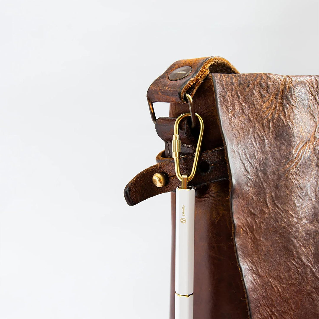 Ystudio | Ball Point Pen | White Portable | Classic Revolve Series | Metal Brass Body YSTUDIO