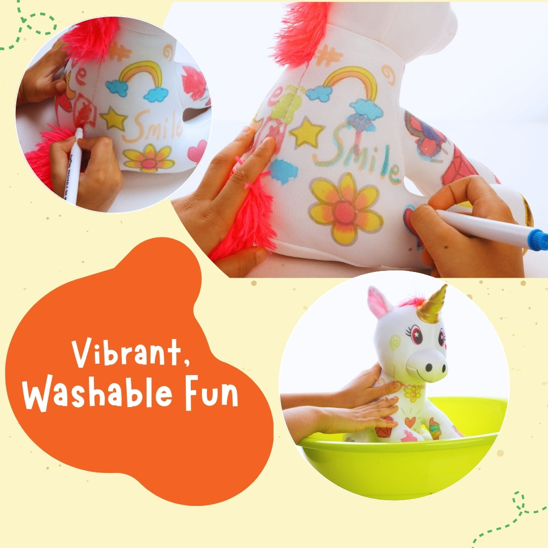 Washable coloured fabric toys being cleaned – vibrant colours that wash off for repeat play – PepPlay India