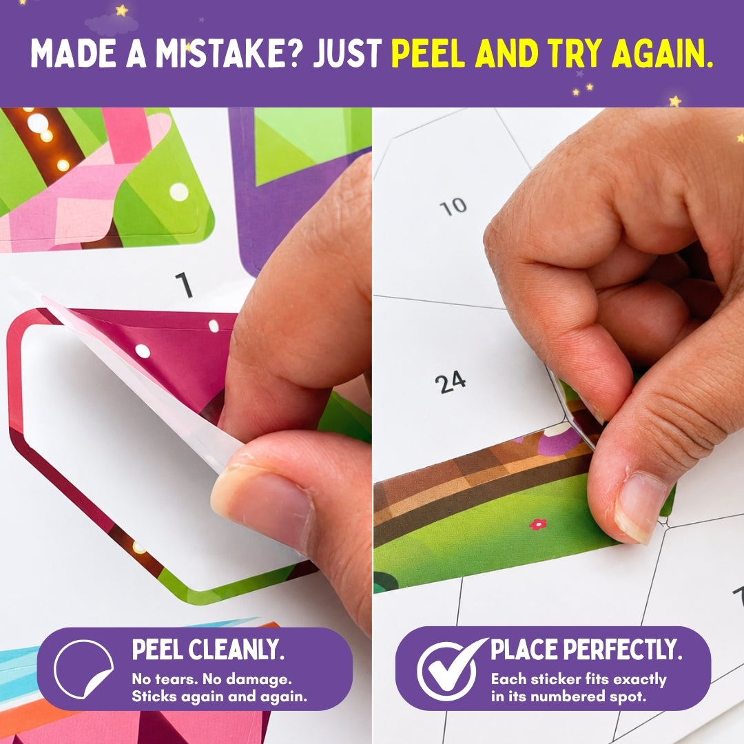 PepPlay Mosaic Sticker By Number - Magical Unicorn | Boost Focus Through Sticker Art | 4+ Years