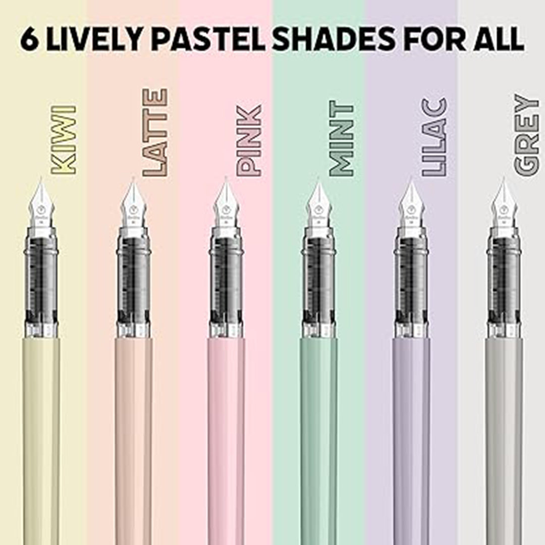 Scrikss Primeo Medium Nib Fountain Pen | 3 Cartridges Included | Stainless Steel Nib & ABS Body | Grey | in Blister Pack 7 Scrikss