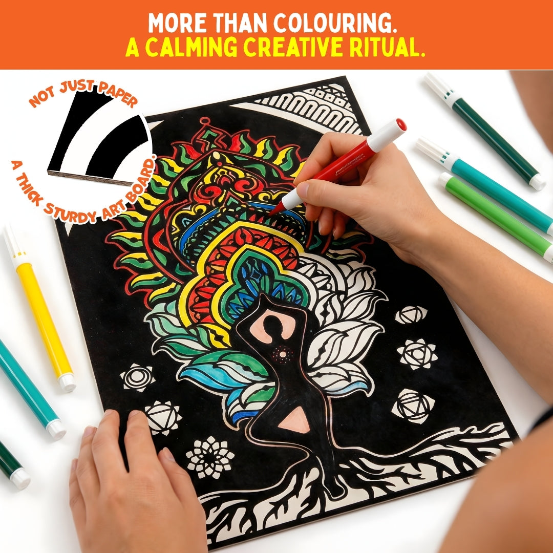 PepPlay Velvet Colouring Canvas, Set of 2 – Wellness Series Mindful Yoga & Healthy Be Happy - Wellness Combo