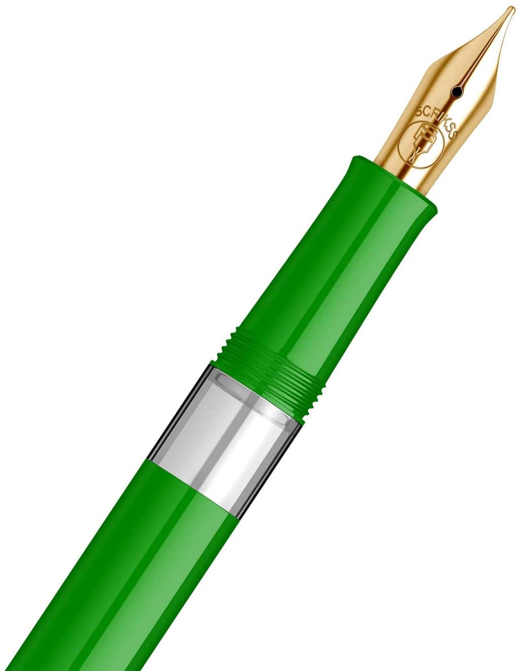 Scrikss | 419 Legendary | Fountain Ink Pen | Medium Nib | Gold Plated | Glossy Green Barrel Scrikss