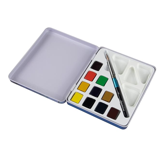Daler Rowney Aquafine Mini Watercolour Travel Tin - 10 Half Pan