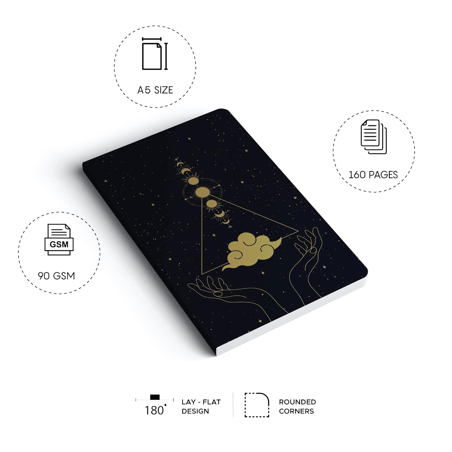 Factor Notes A5 Notebook - Celestial 90 GSM Ruled 160 Pages Factor Notes