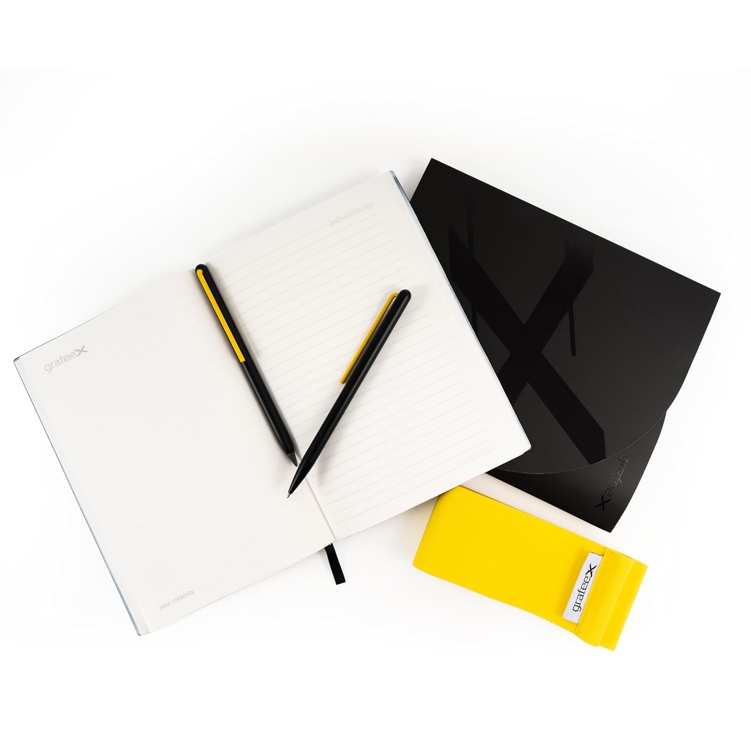 Pininfarina Grafeex Writing Pencil & Ballpoint Set with Stone Paper Notebook – Yellow Pininfarina