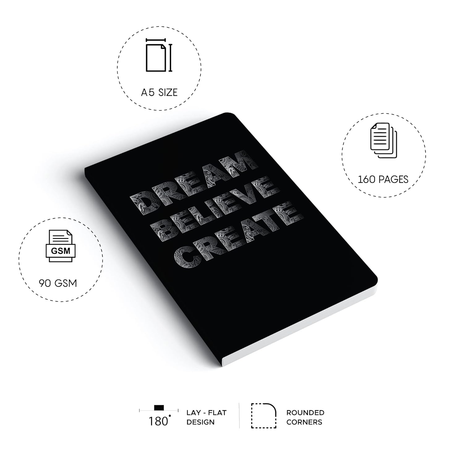 Factor Notes A5 Notebook - Dream Believe (Ruled, 160 Pages, 90 GSM) Factor Notes