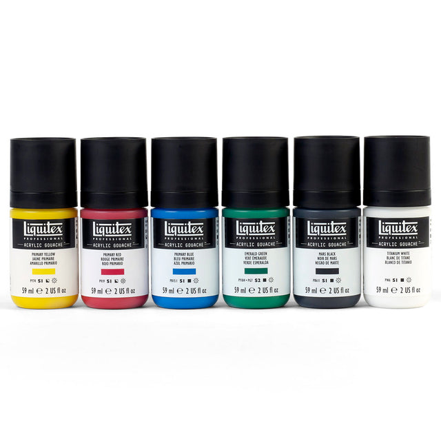 Liquitex Acrylic Gouache Set - Primaries (6x22ml & 6x59ml)