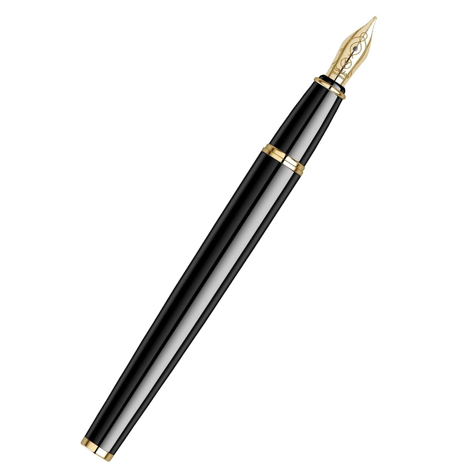Scrikss | Honour 38 | Fountain Pen | Glossy Black | Medium Nib | 23k Gold Plated Scrikss