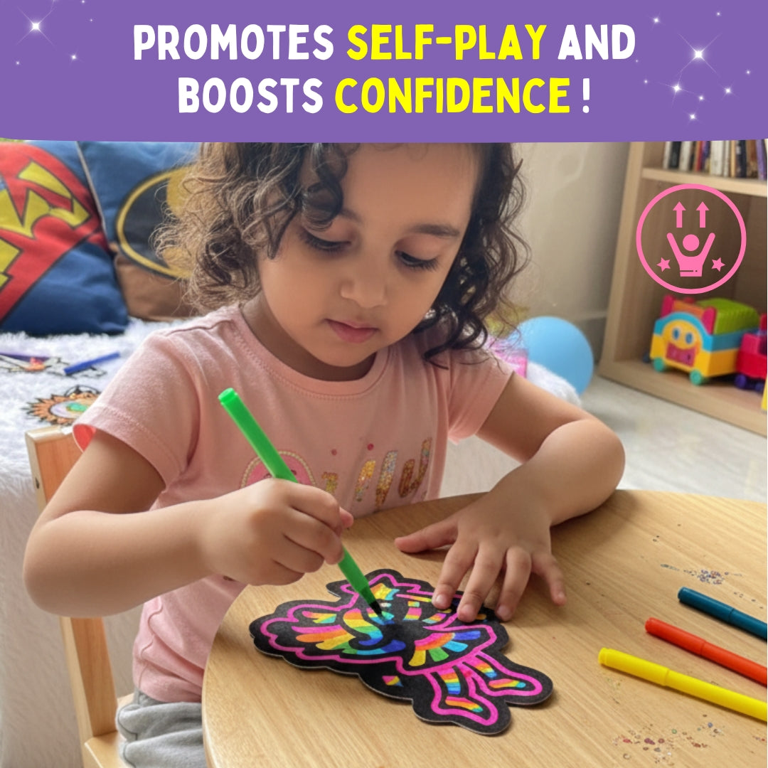 Child colouring unicorn velvet art – promotes self-play and boosts confidence – PepPlay India