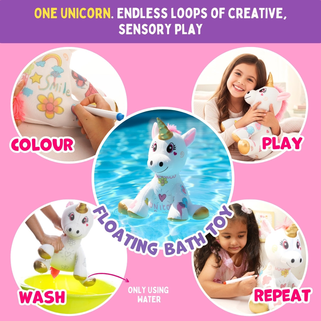 PepPlay Redoobles Doodle Unicorn | Wash, Colour & Reuse Fun | 3+ Years