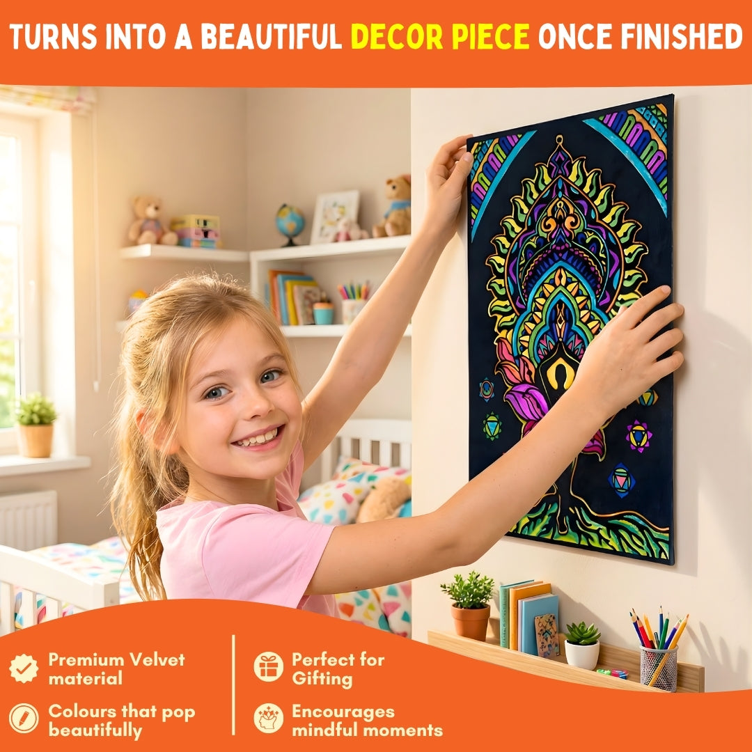 PepPlay Velvet Colouring Posters - Mindful Yoga | Creative Mindful Colouring | 8+ Years