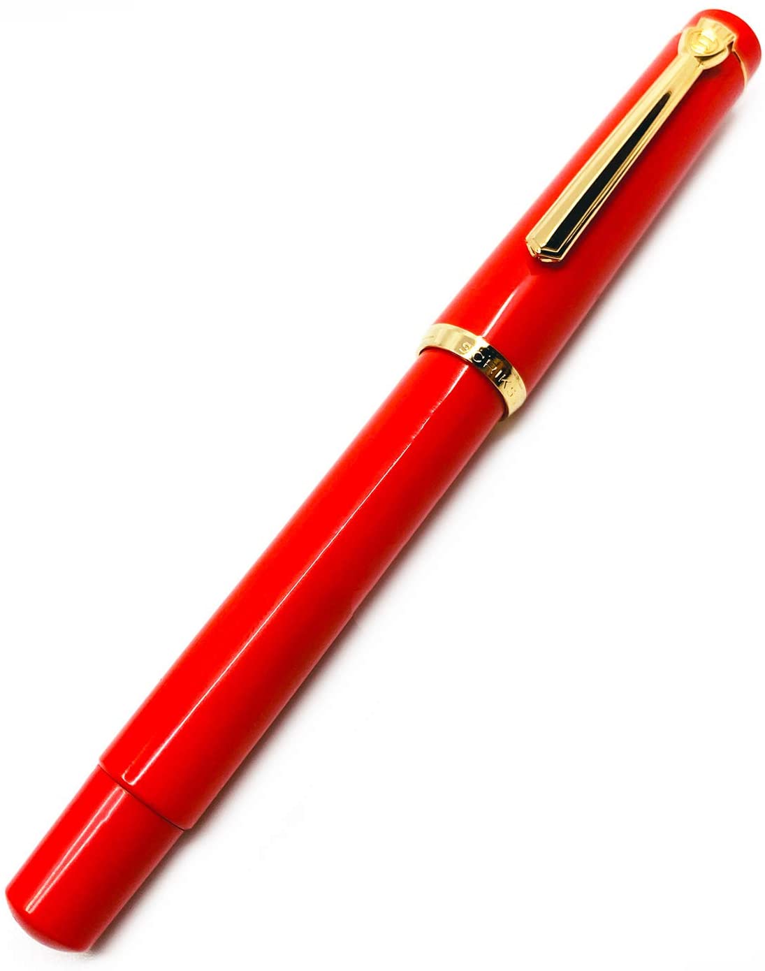 Scrikss | 419 Legendary | Fountain Ink Pen | Medium Nib |Gold Plated | Glossy Red Barrel Scrikss