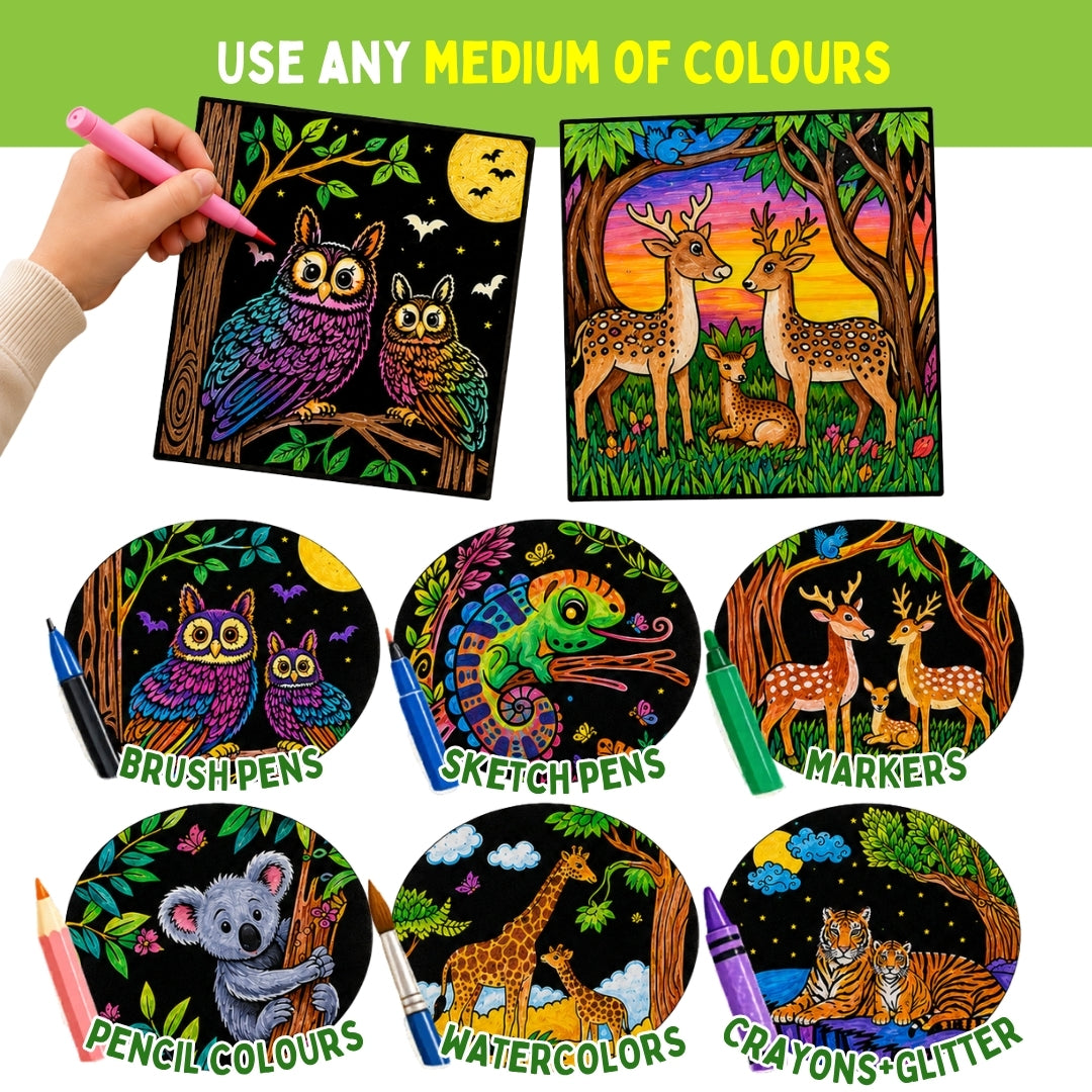 PepPlay Colour in Velvet - Wild Life | Mess-Free Colouring Fun | 3+ Years