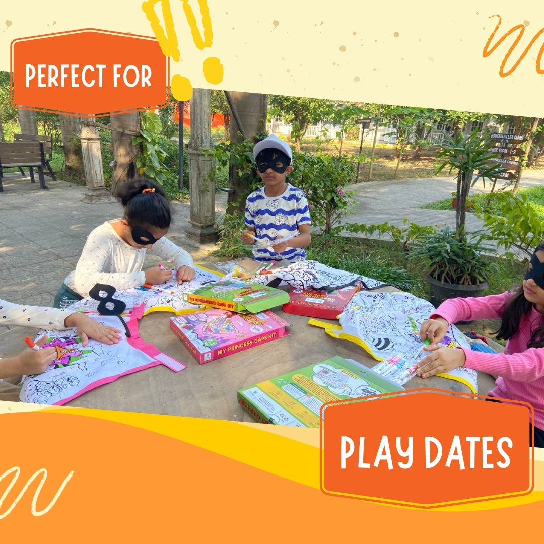 Children using fabric colouring toys outdoors – perfect creative activity for play dates – PepPlay India