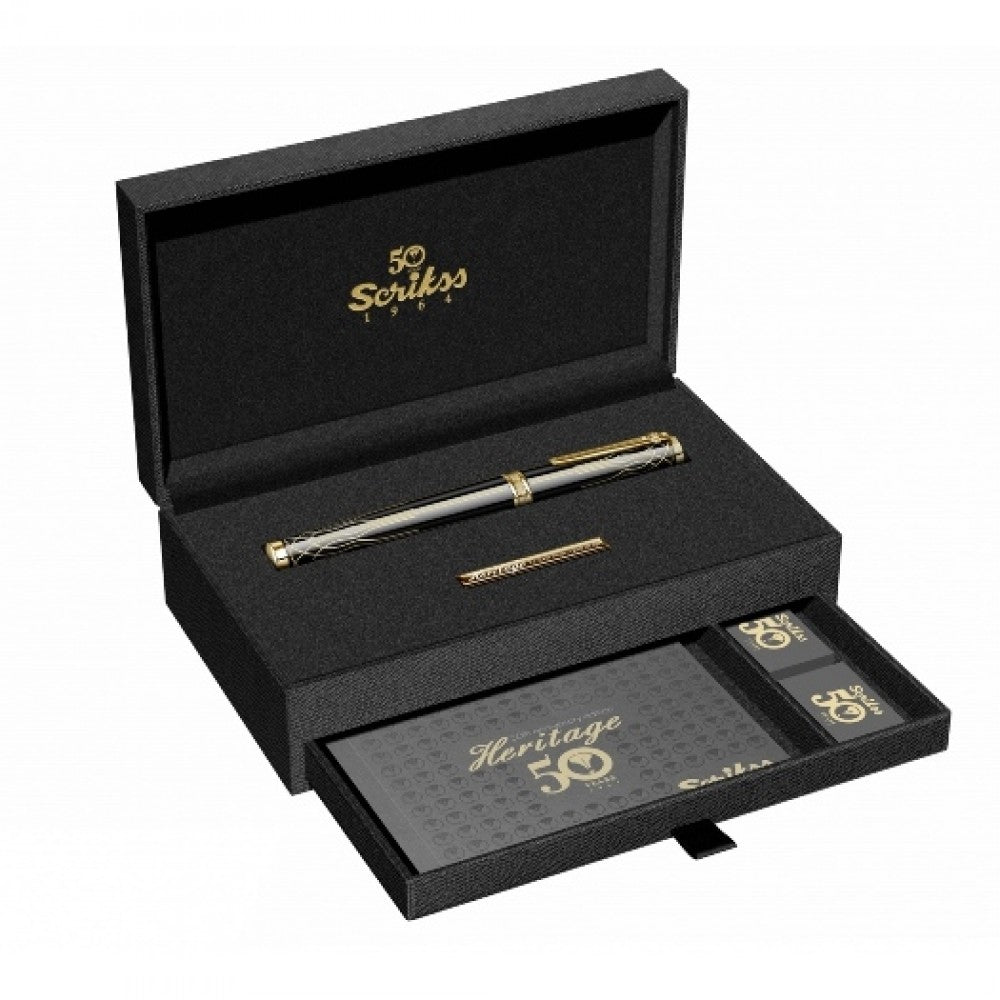 Scrikss | Heritage | Glossy Black | Roller ball Pen | 23k Gold Plated | 1.0mm Scrikss