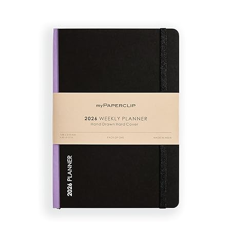 myPAPERCLIP 2026 Weekly Planner | A5 Size | Hard Cover | 192 Pages, 80 GSM | Lilac myPAPERCLIP
