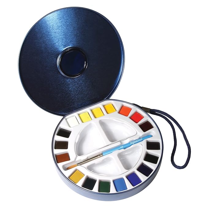 Daler Rowney Aquafine Watercolour Travel Tin - 18 Half Pans