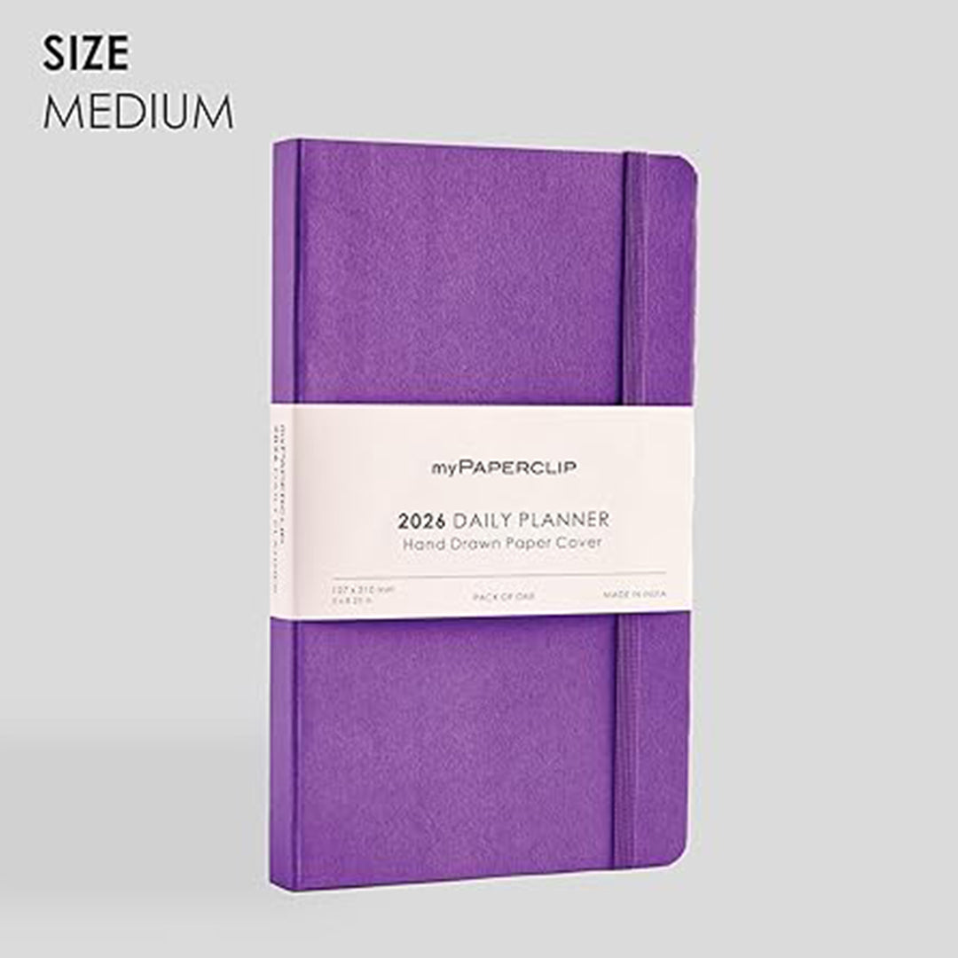 myPAPERCLIP 2026 Daily Planner M1 | Medium Size | AmethystSoft Cover | 384 Pages, 80 GSM | Amethyst myPAPERCLIP