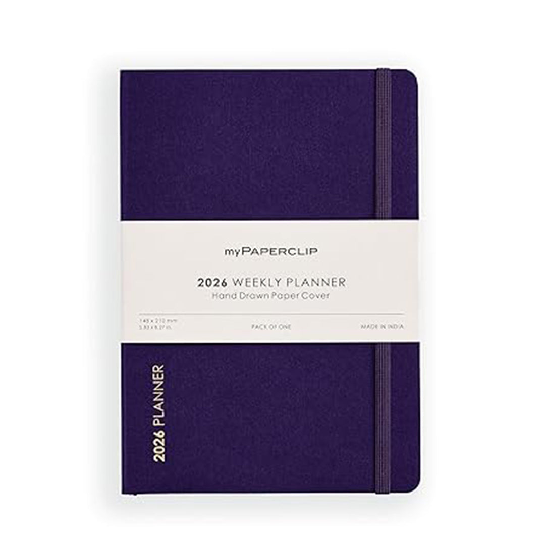 myPAPERCLIP 2026 Weekly Planner | A5 Size | Soft Cover | 192 Pages, 80 GSM | Aubergine myPAPERCLIP