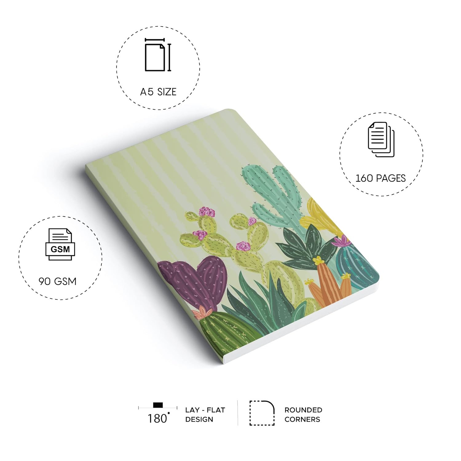 Factor Notes A5 Notebook Prickly Pair - Ruled, 90 GSM, 160 Pages Factor Notes