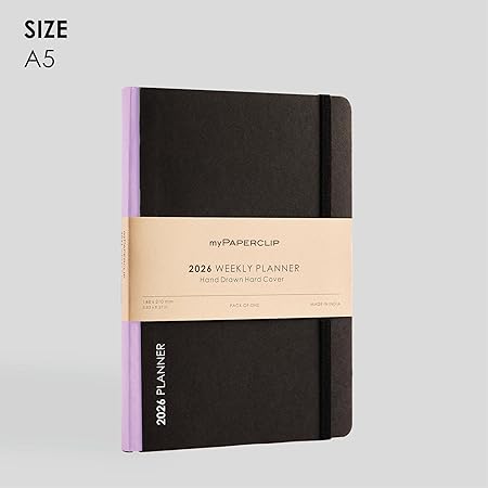 myPAPERCLIP 2026 Weekly Planner | A5 Size | Hard Cover | 192 Pages, 80 GSM | Lilac myPAPERCLIP