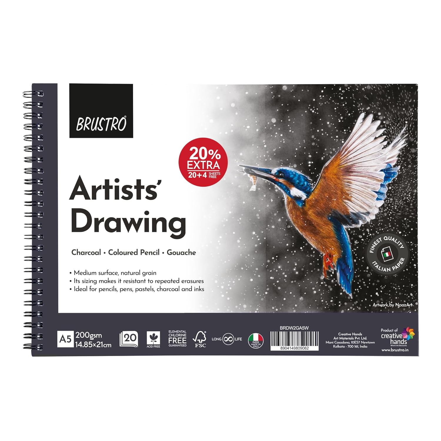 Brustro Artist Drawing Pad 200 GSM - A4 & A3 - Wiro & Glued Options